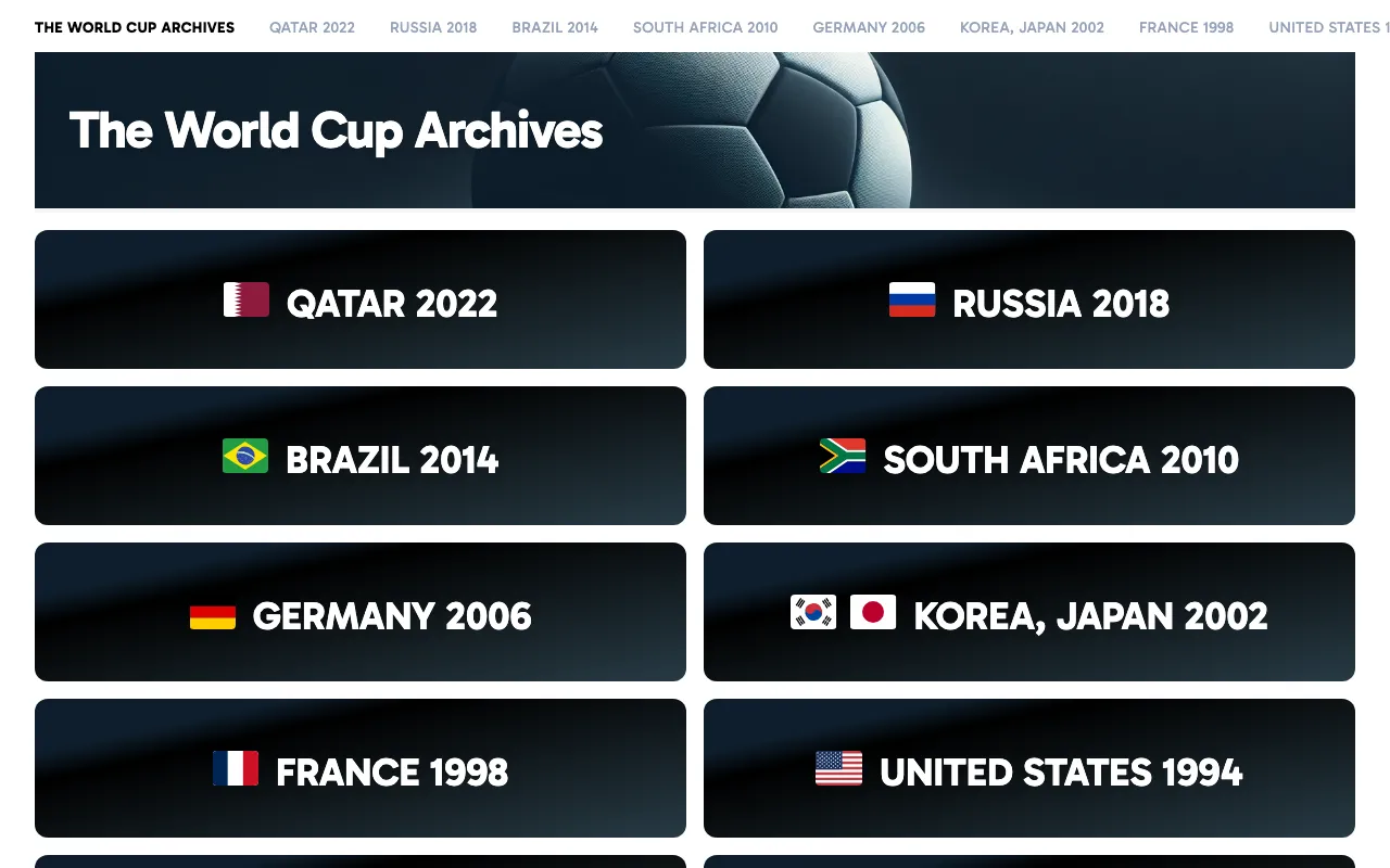 The World Cup Archives — preview screenshot