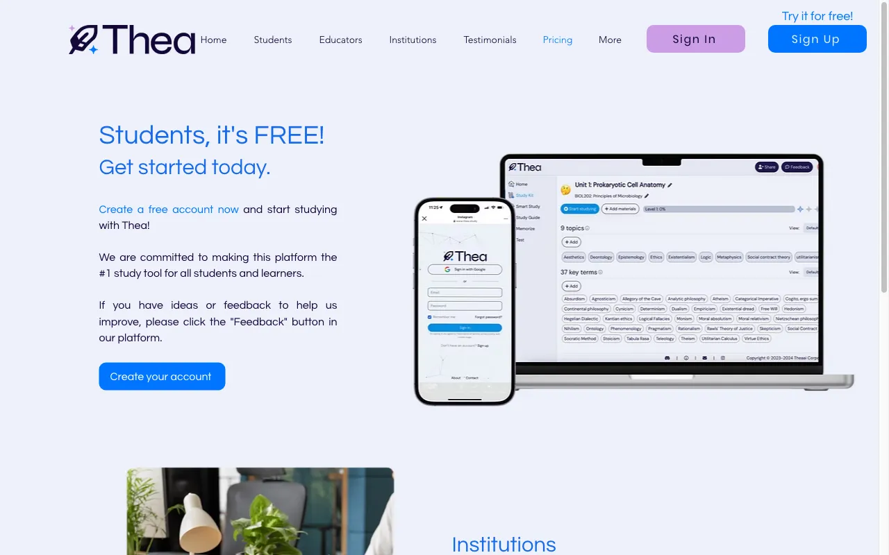 Thea — pricing page