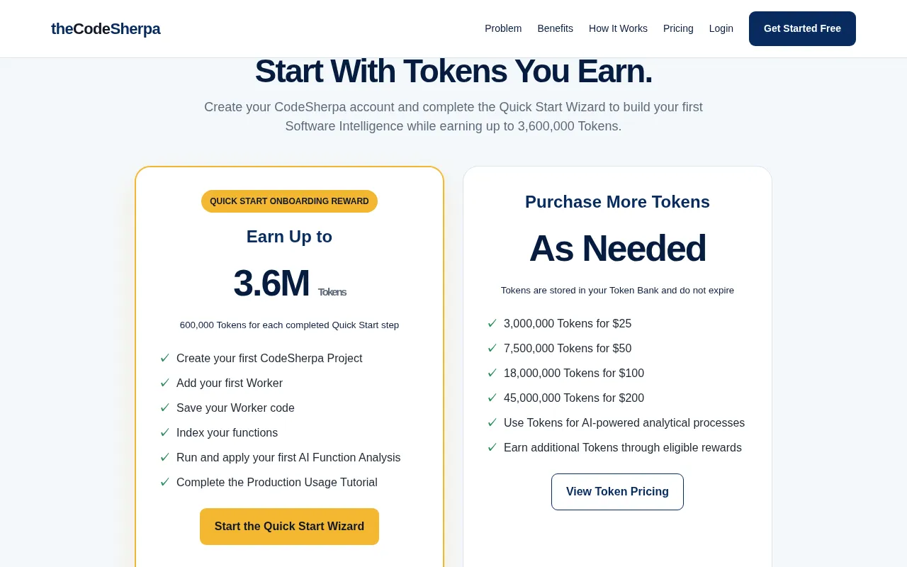 theCodeSherpa — pricing page