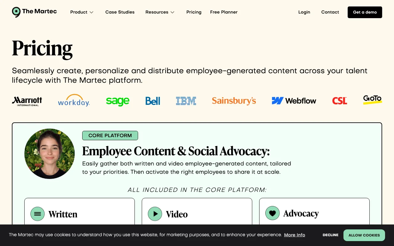 The Martec — pricing page