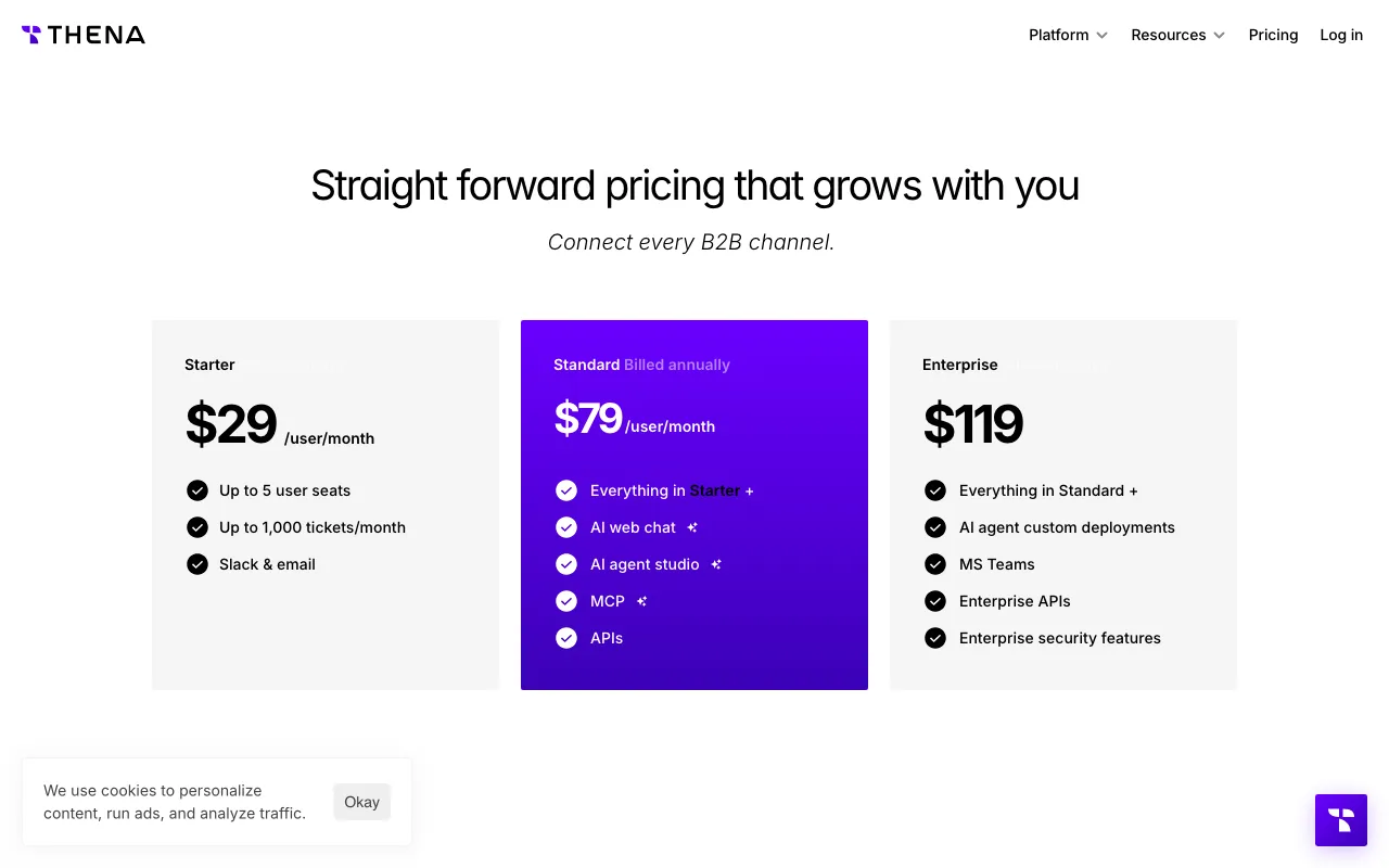 Thena — pricing page