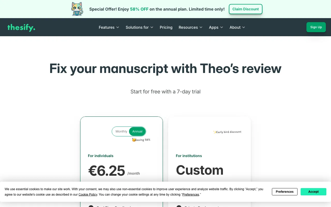 Thesify — pricing page