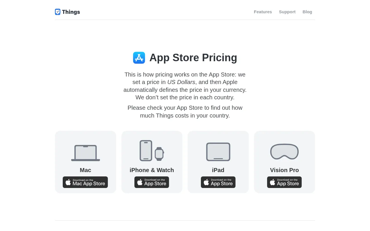 Things — pricing page