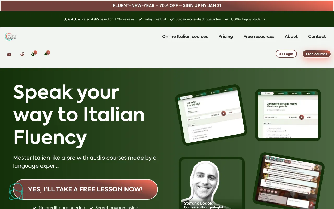 Think in Italian AI Tutor — preview screenshot