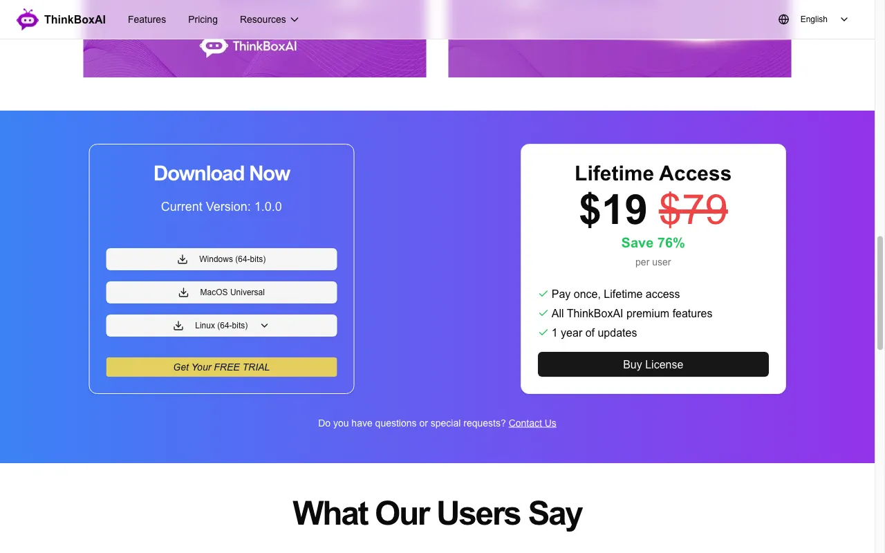 ThinkBoxAI — pricing page