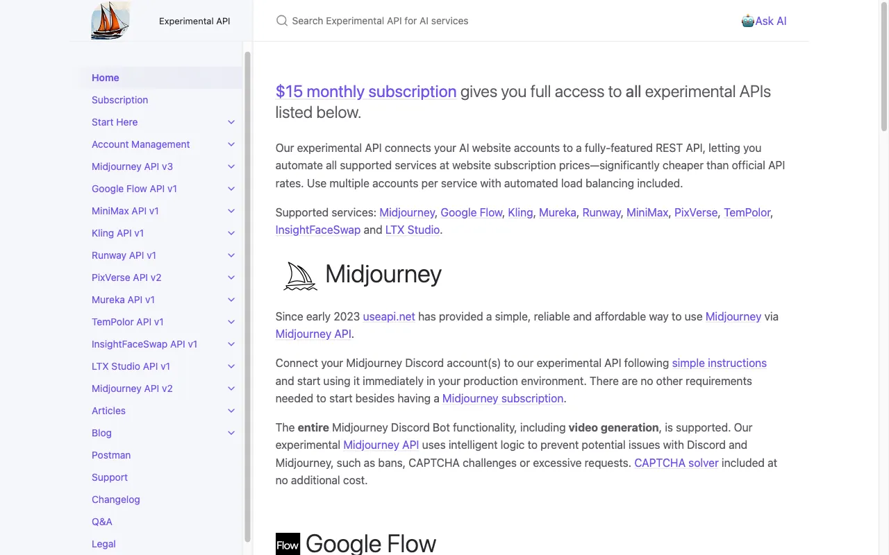 Third-party API for popular AI services — preview screenshot