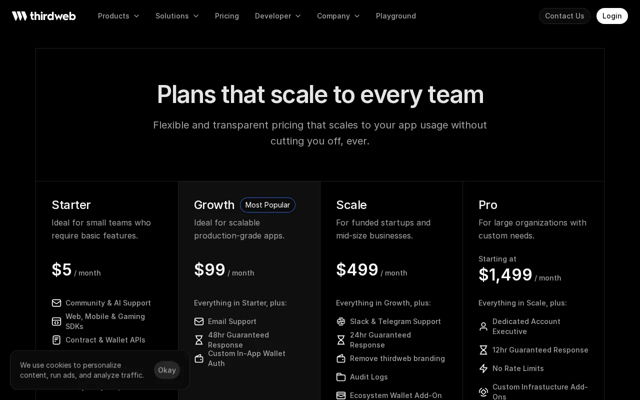 thirdweb — pricing page