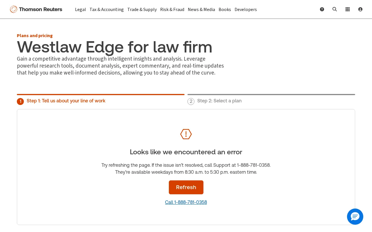 Thomson Reuters — pricing page