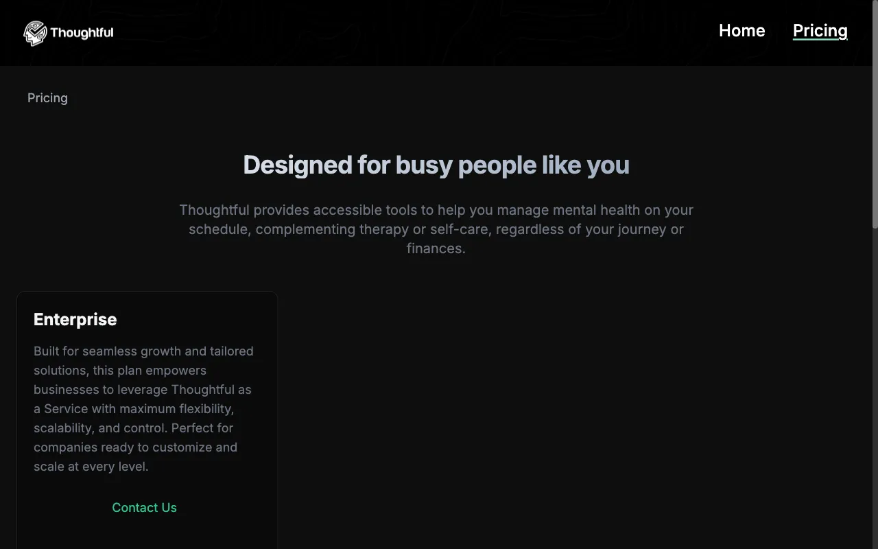 Thoughtful App — pricing page