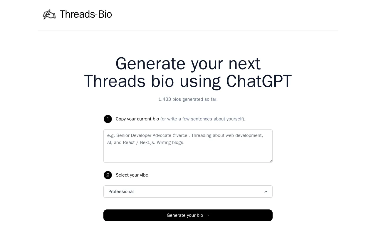 threadsbio.io — preview screenshot