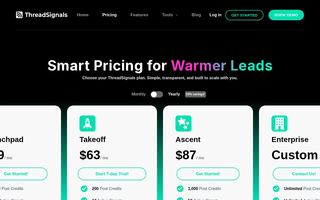 ThreadSignals — pricing page