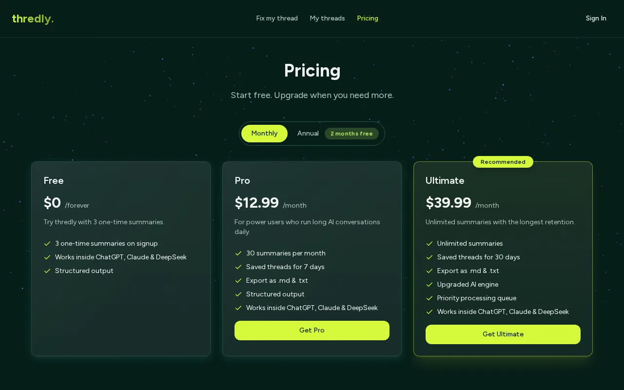 thredly — pricing page