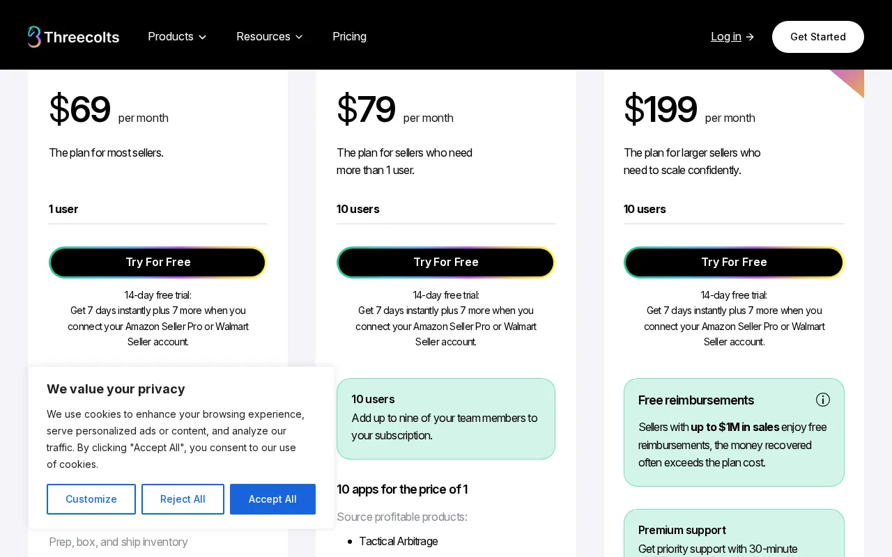 Threecolts — pricing page