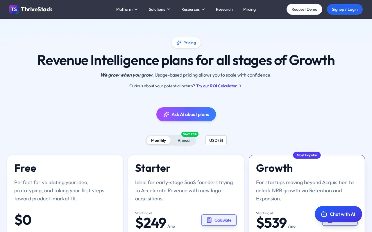 ThriveStack v0.1 — pricing page