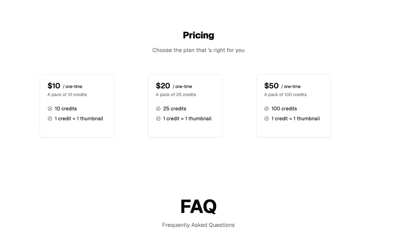 ThumbGO — pricing page