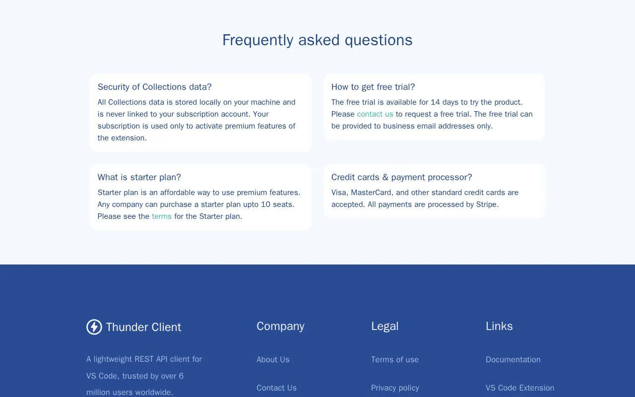 Thunder Client — pricing page