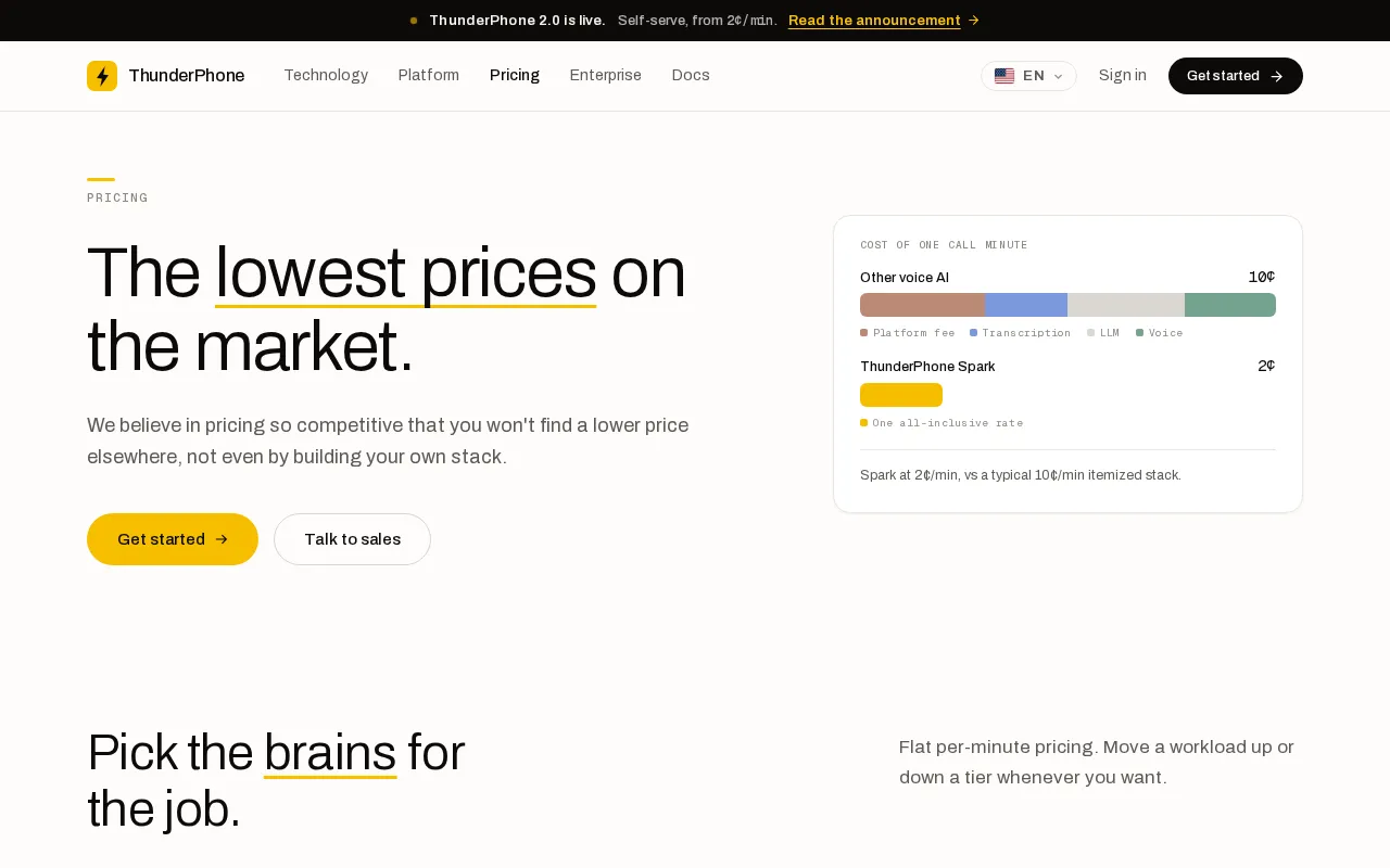 ThunderPhone — pricing page
