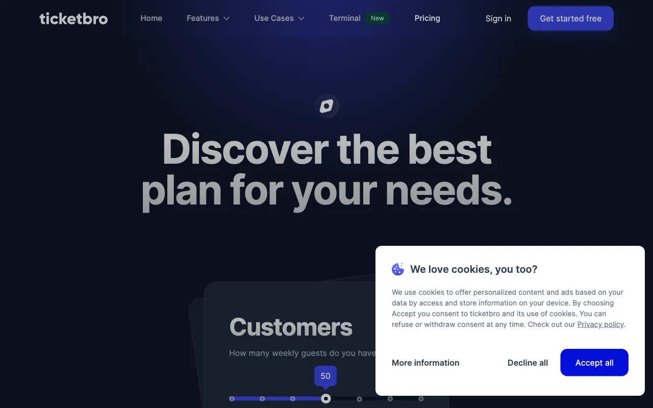 ticketbro — pricing page