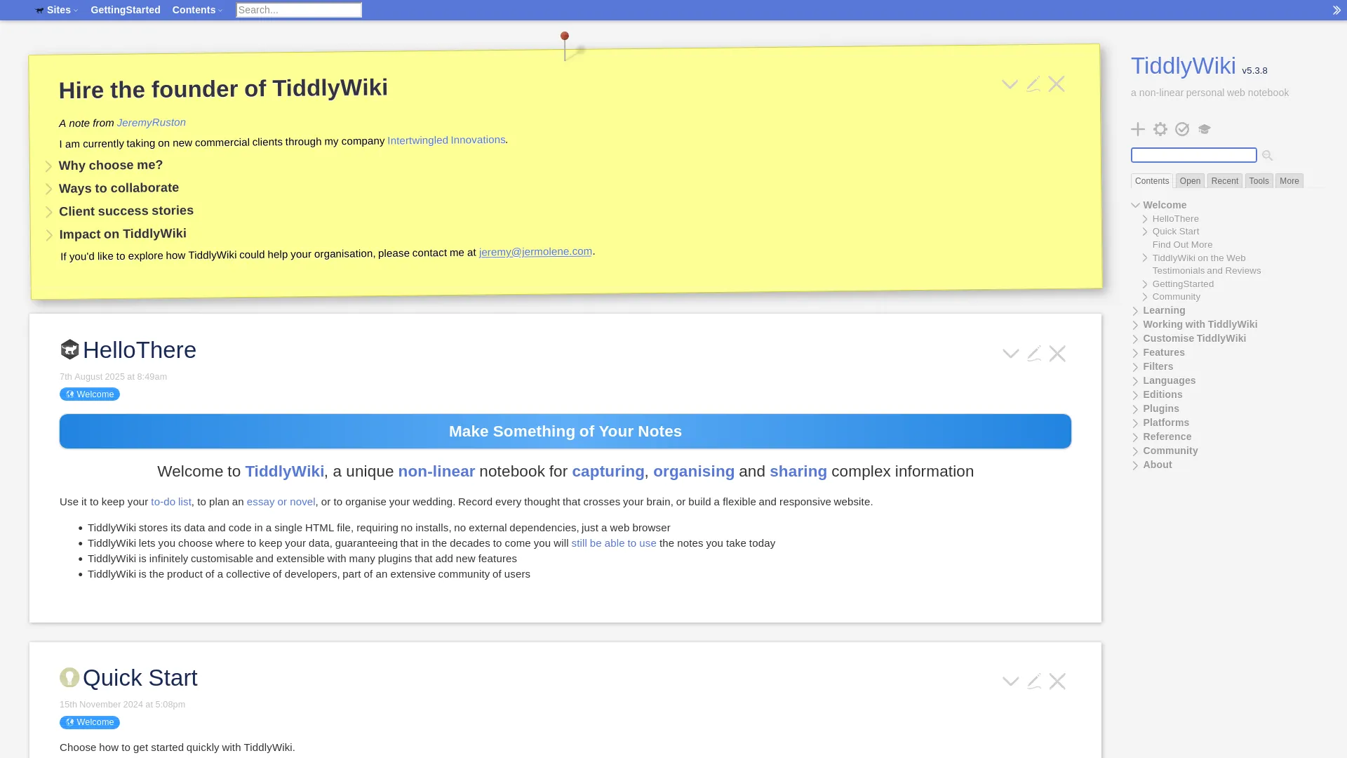 tiddlywiki — preview screenshot