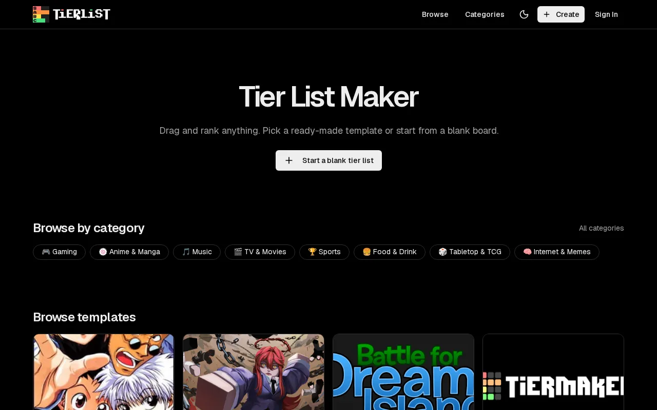 Tierlist AI — preview screenshot