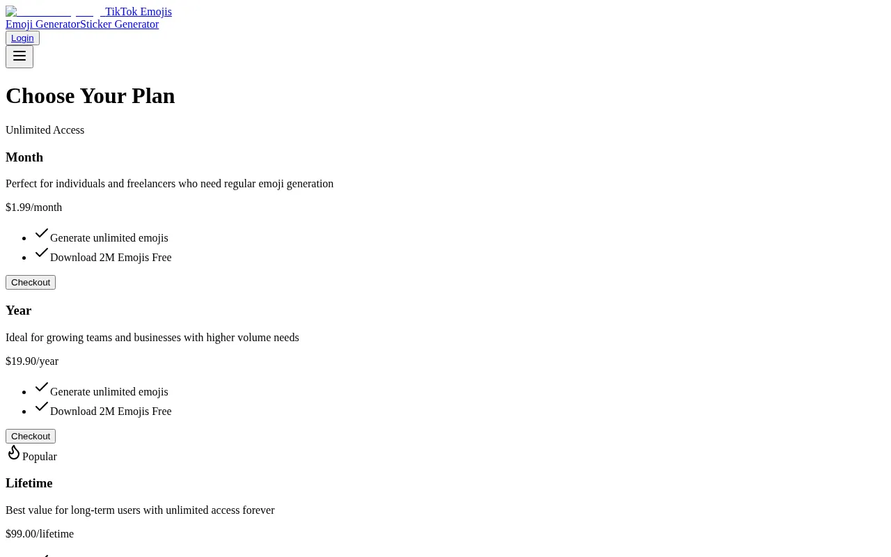 TikTok Emoji Generator — pricing page