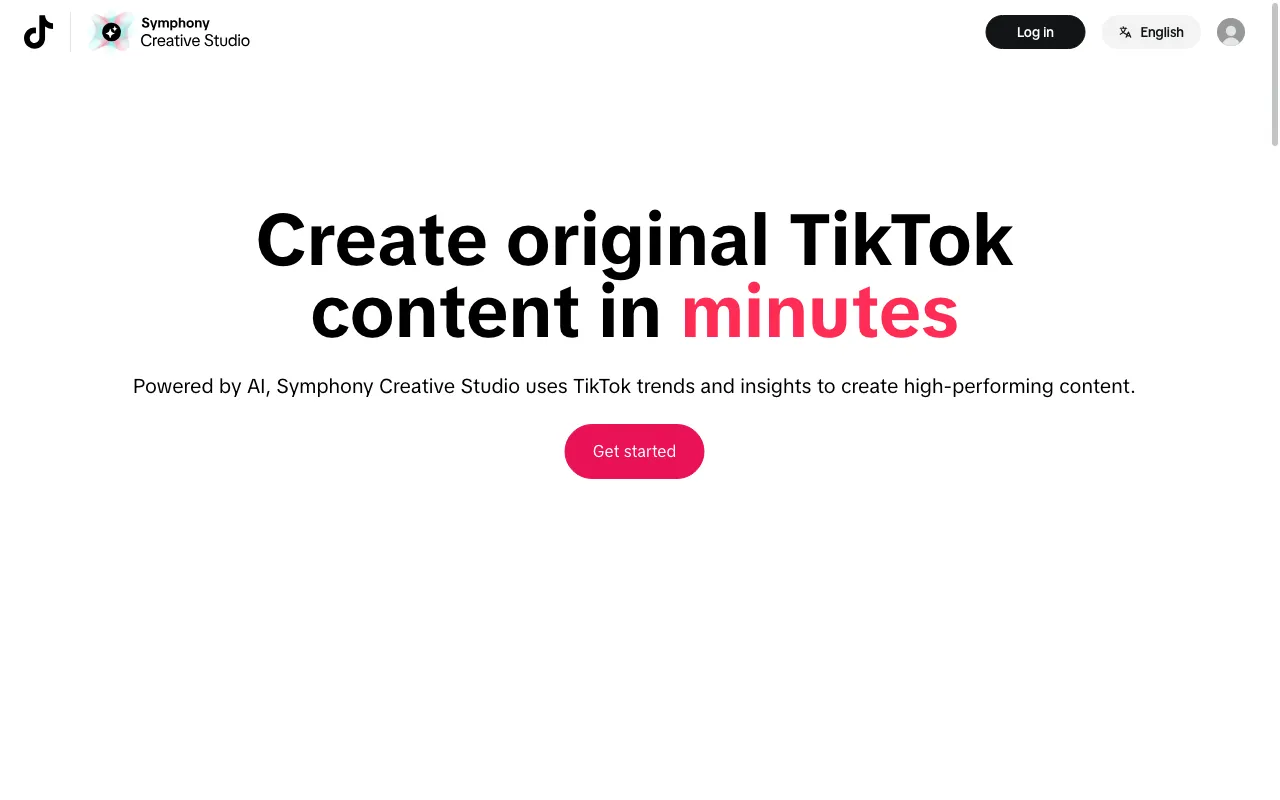 TikTok Symphony Creative Studio — preview screenshot
