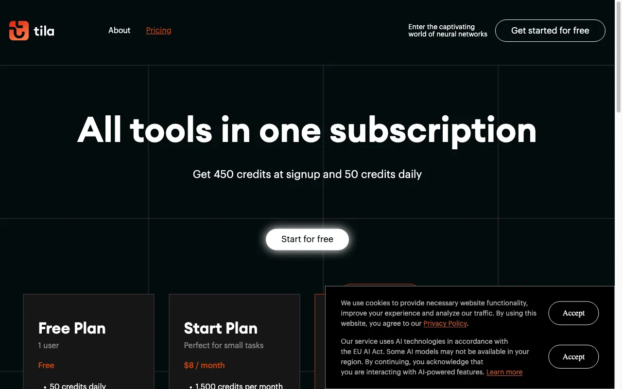 Tila AI — pricing page