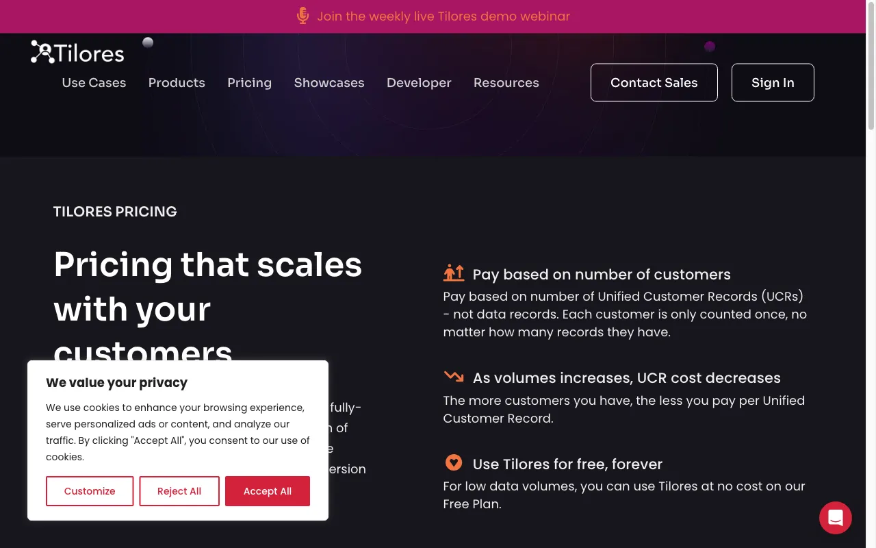 Tilores — pricing page