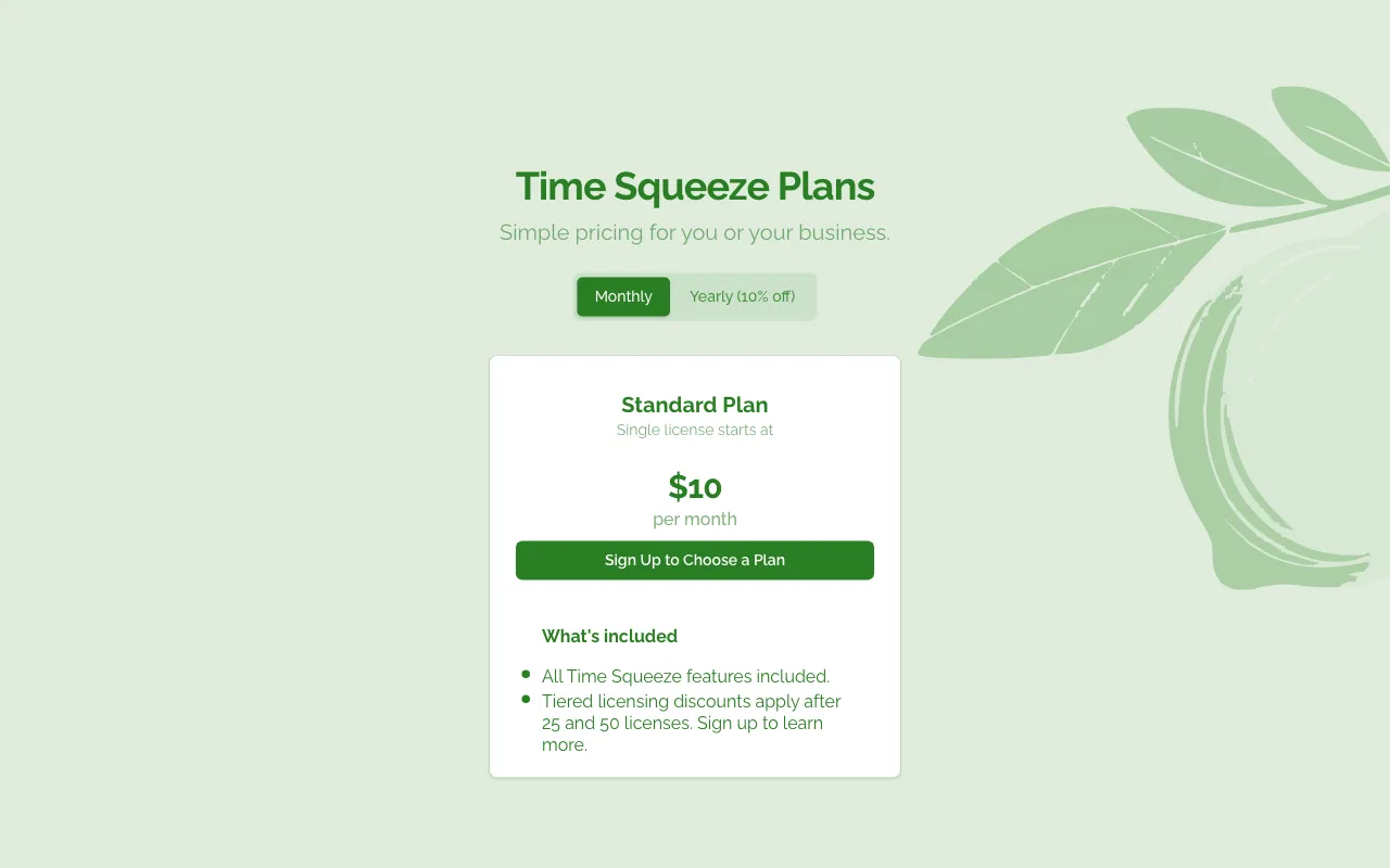 Time Squeeze — pricing page