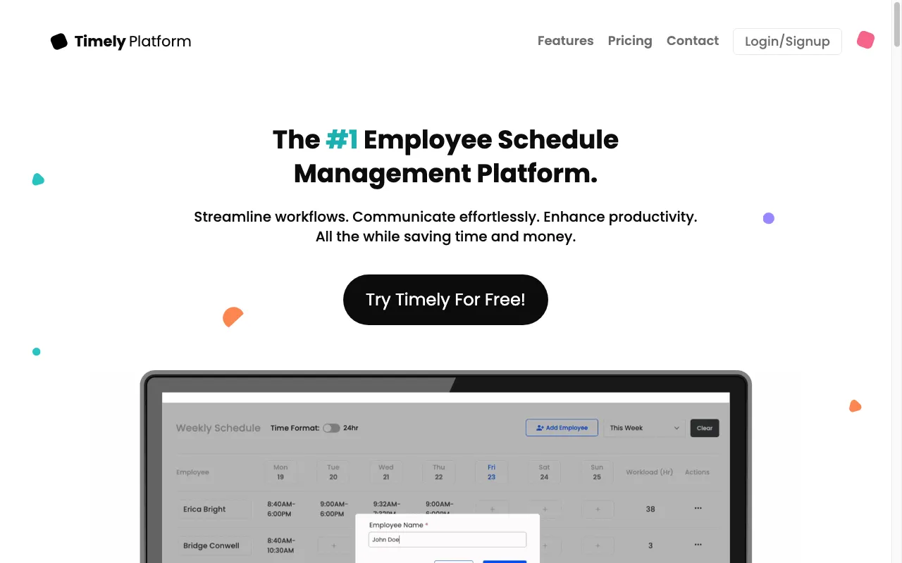 Timely Platform — preview screenshot