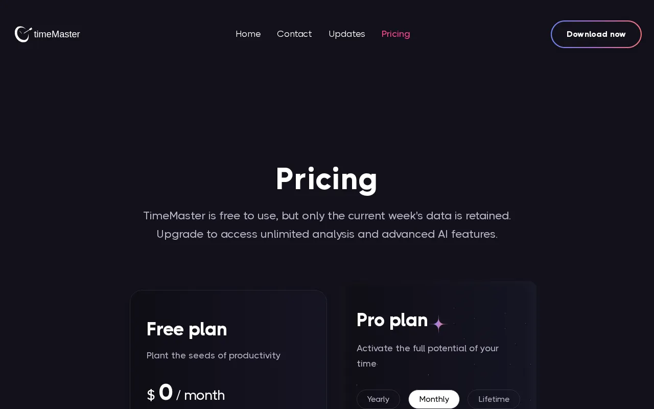 timeMaster — pricing page