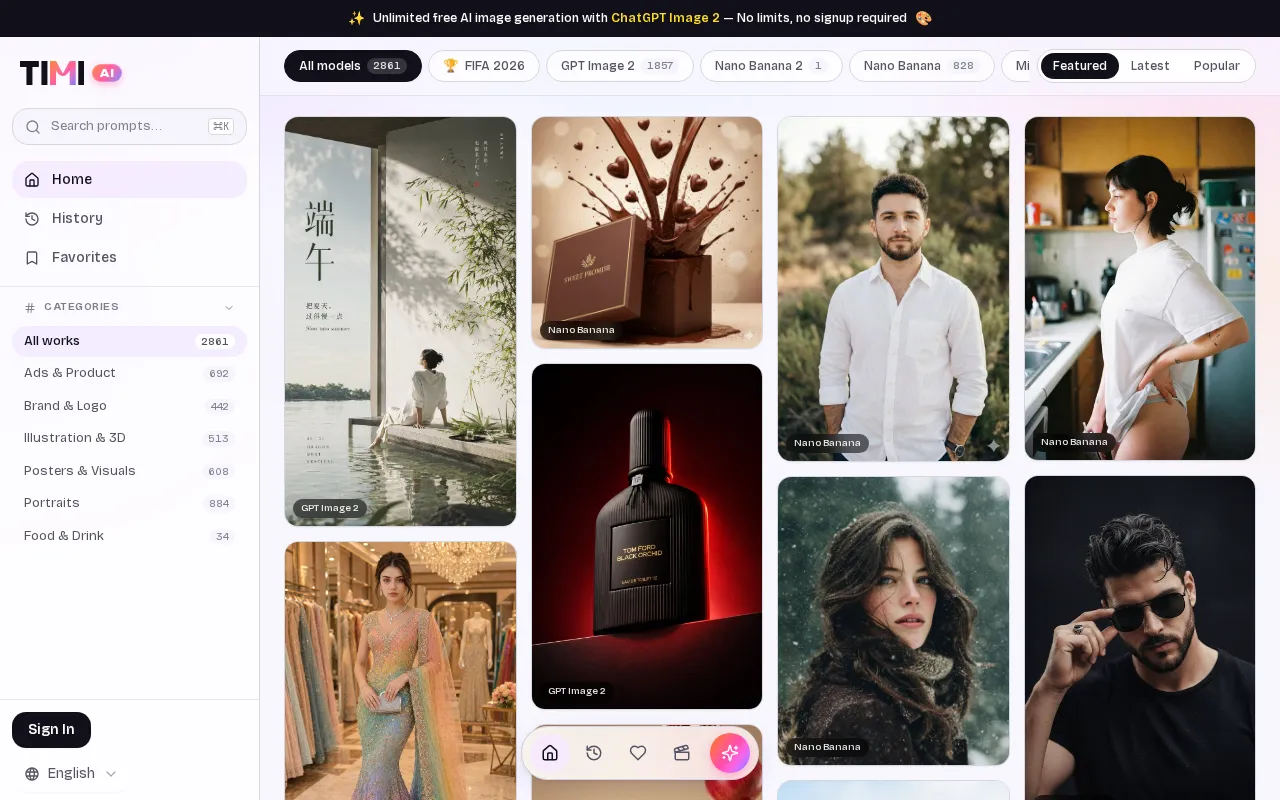 Timi AI-AI image prompt gallery — preview screenshot