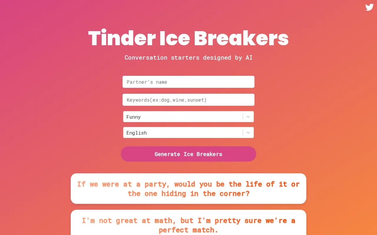 Tinder Ice Breakers — preview screenshot