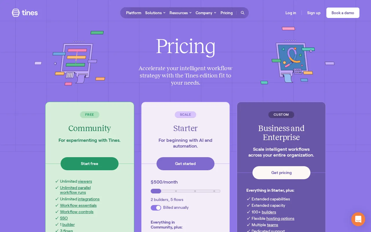Tines — pricing page