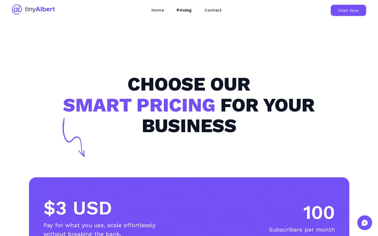tinyAlbert — pricing page
