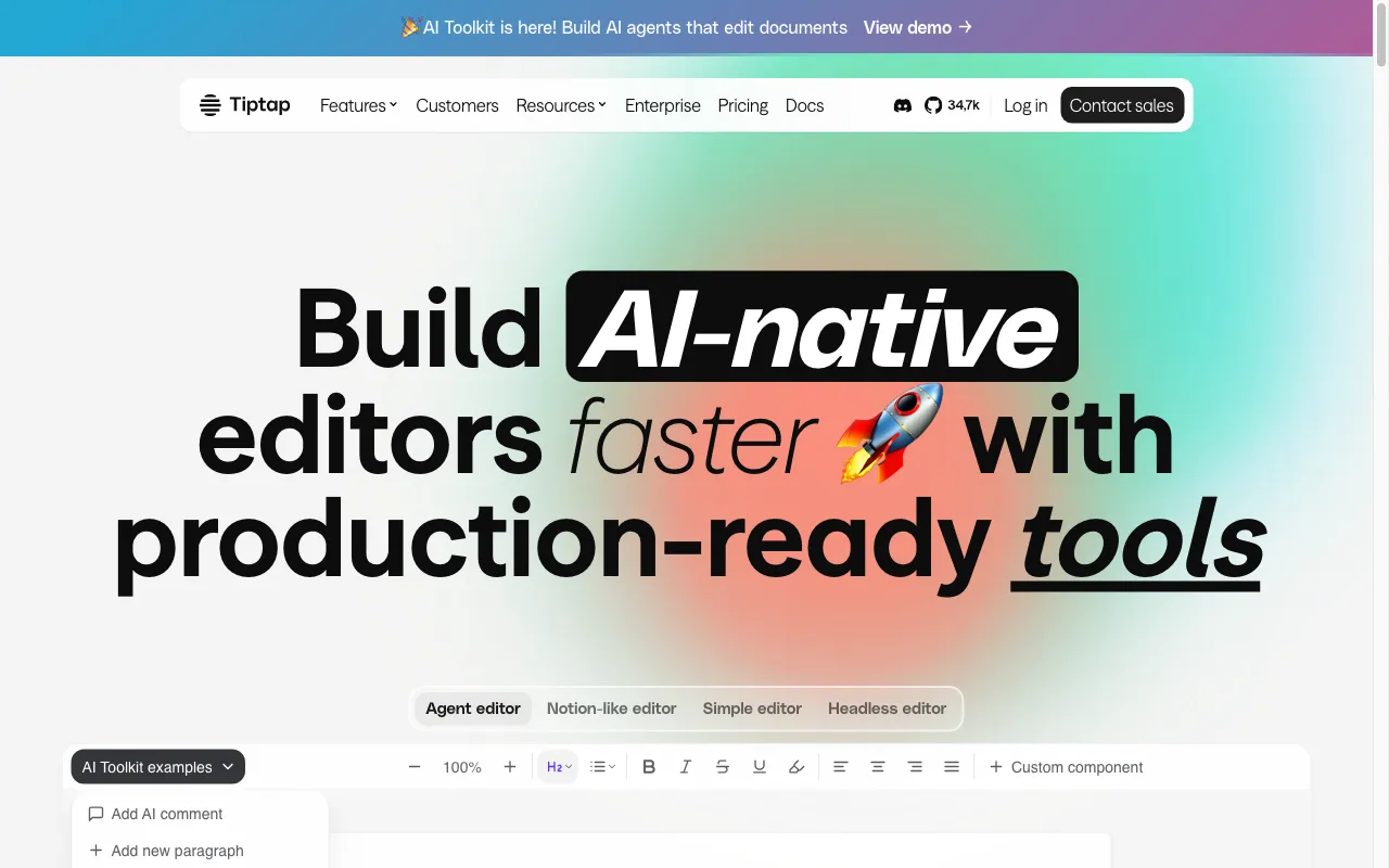 Tiptap Editor 3.0 Beta — preview screenshot