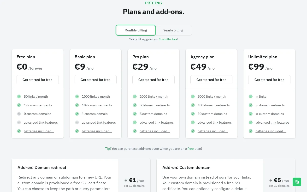 Tny — pricing page