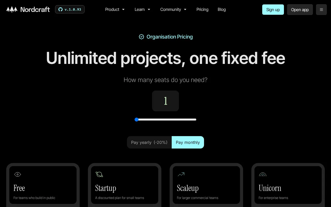 Nordcraft — pricing page