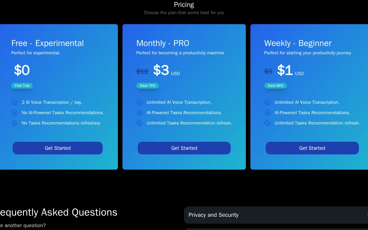 ToDoIt — pricing page