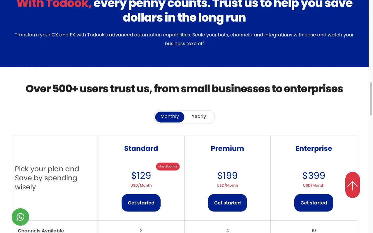 Todook Bot — pricing page
