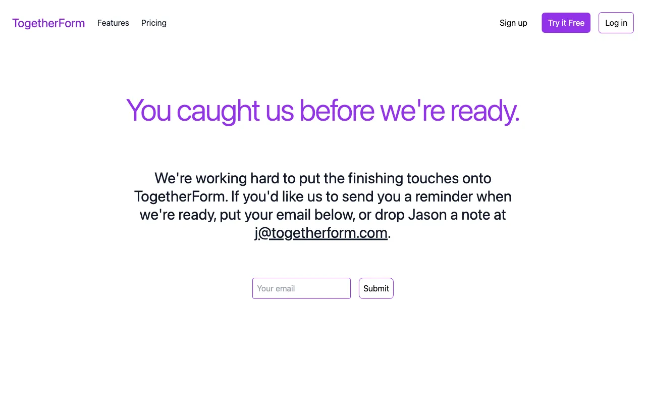 TogetherForm — pricing page