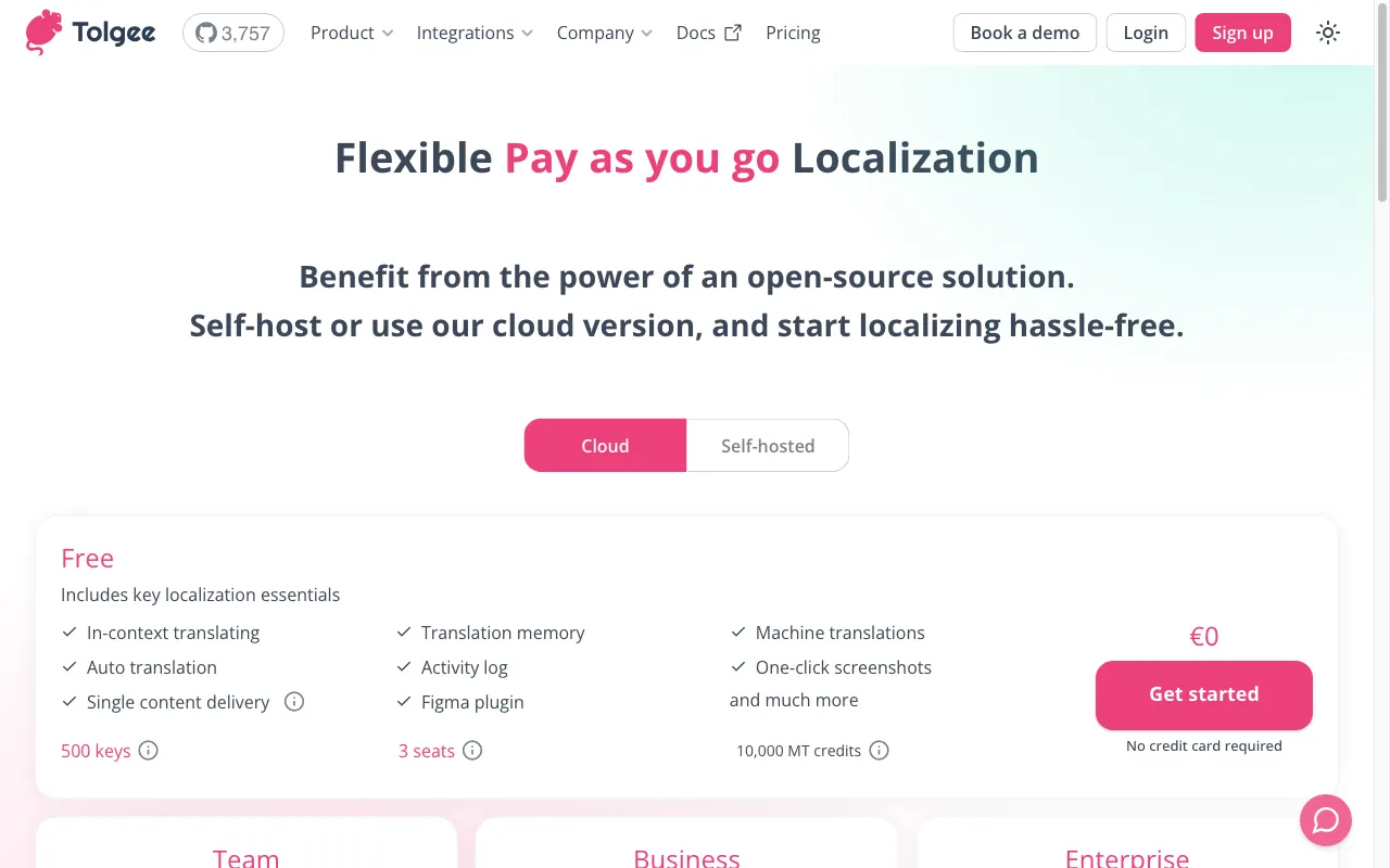 Tolgee AI Translator — pricing page