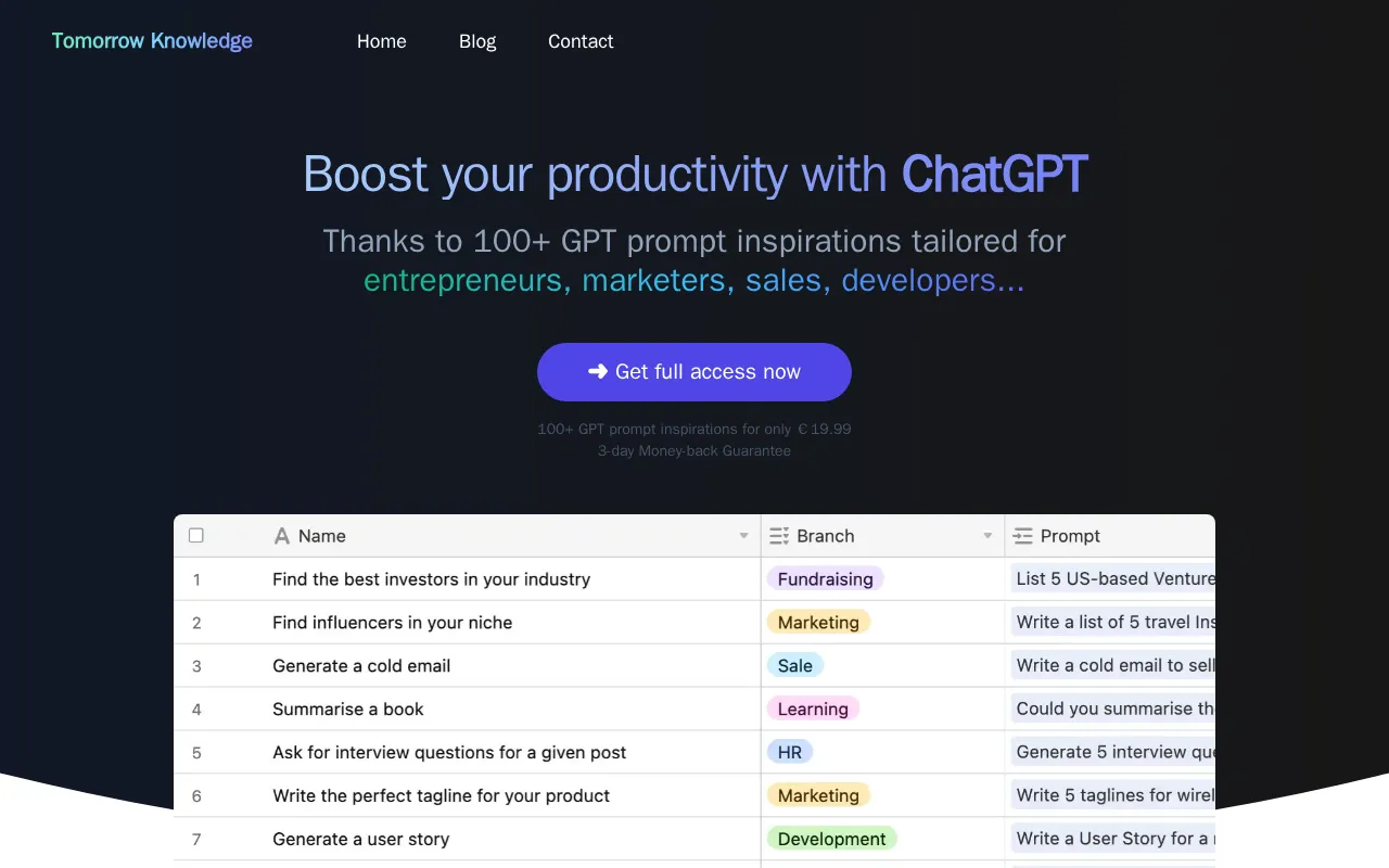 Tomorrow Knowledge — preview screenshot
