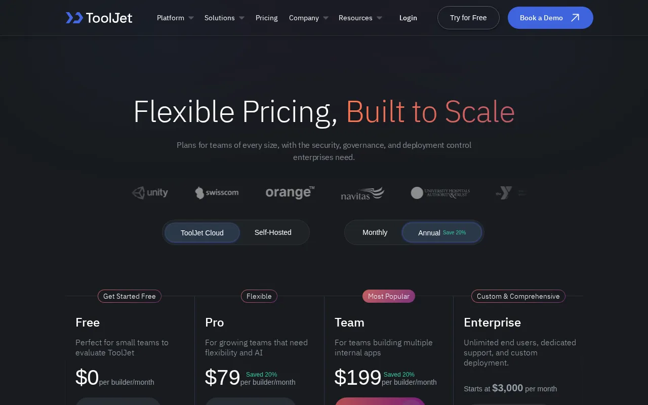 ToolJet — pricing page
