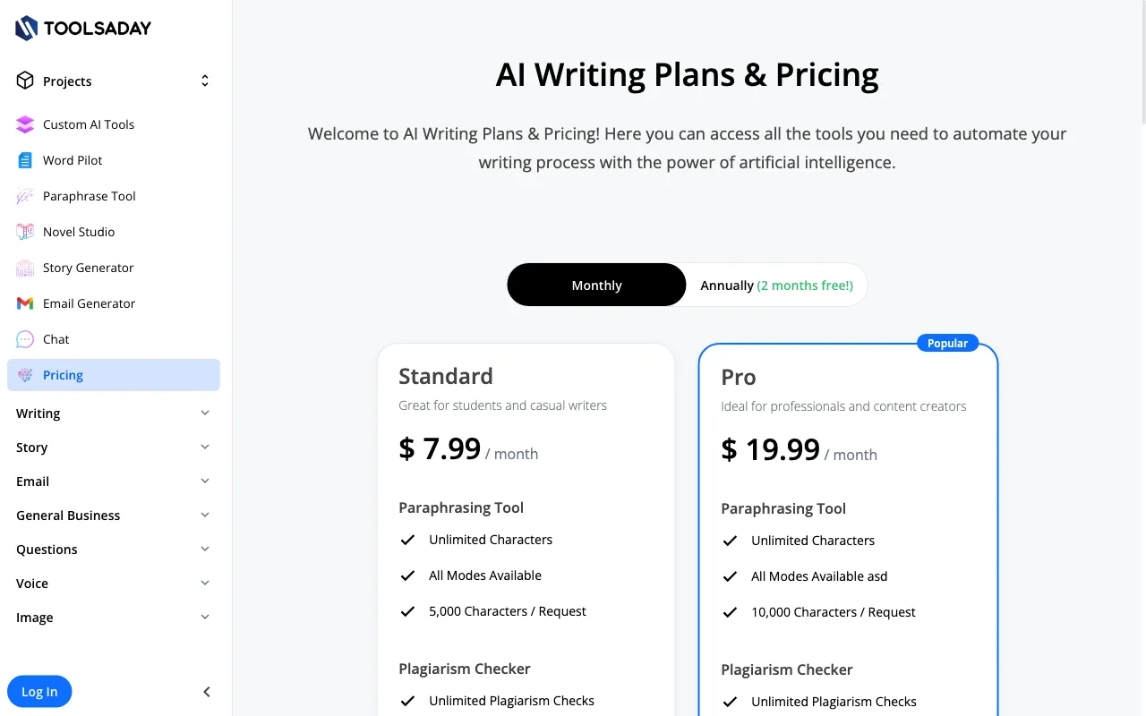 Toolsaday — pricing page