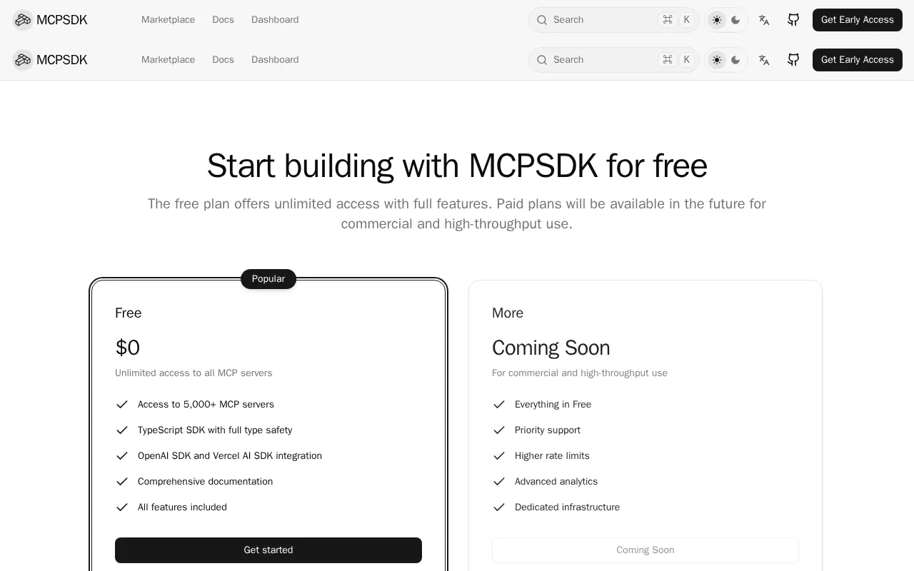 ToolSDK.ai — pricing page