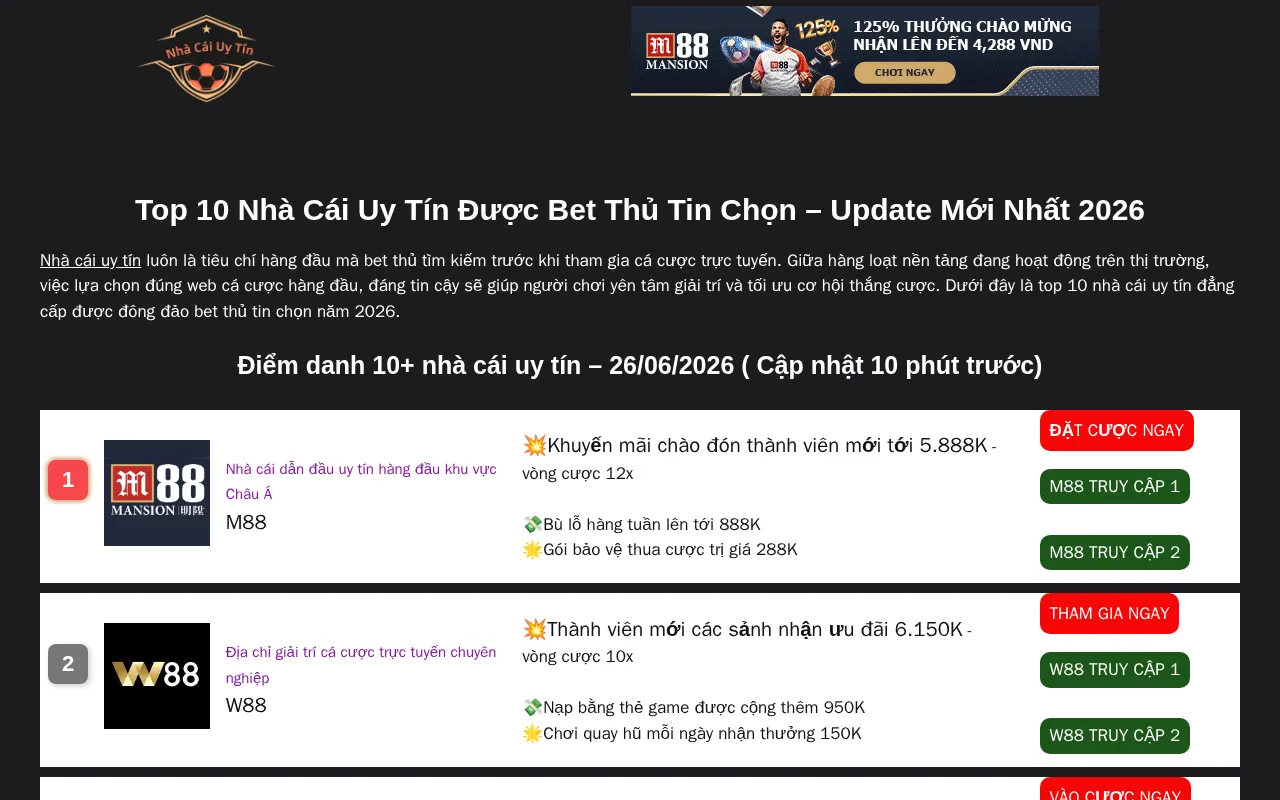 Top 10 Nhà cái uy tín — preview screenshot