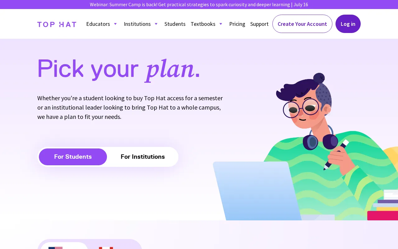 Top Hat — pricing page
