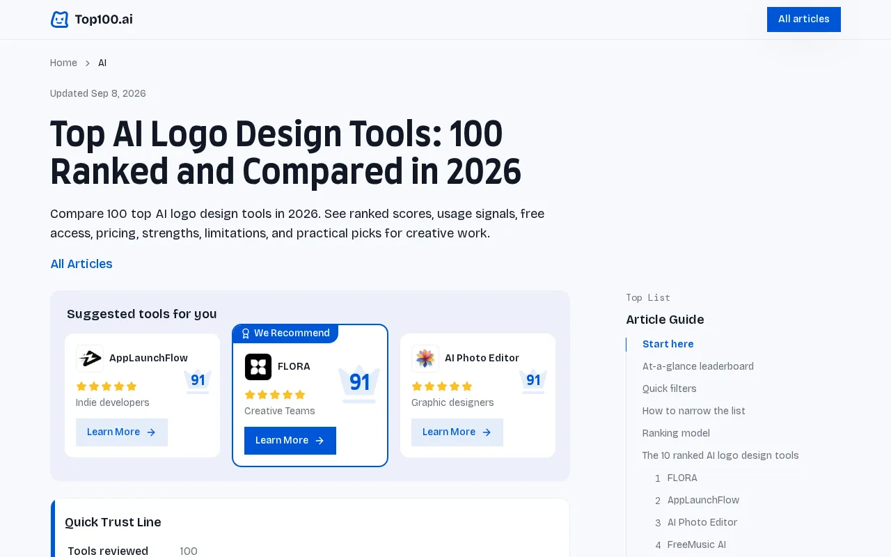 Top100.ai — pricing page