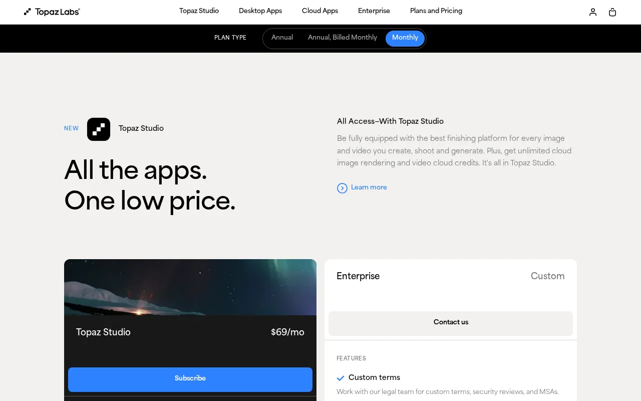 Topaz Labs — pricing page